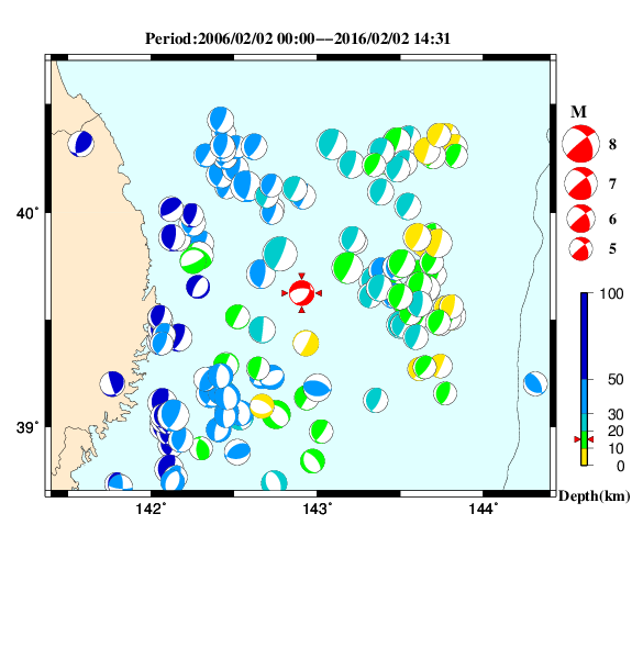 過去に起きた地震のＣＭＴ解