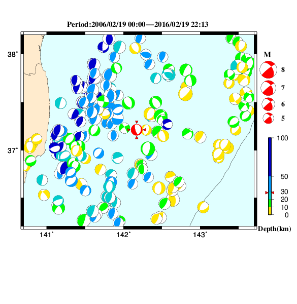 過去に起きた地震のＣＭＴ解