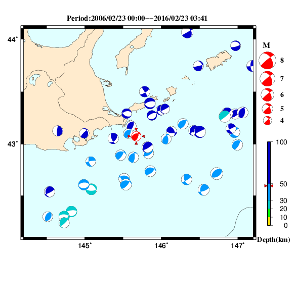 過去に起きた地震のＣＭＴ解