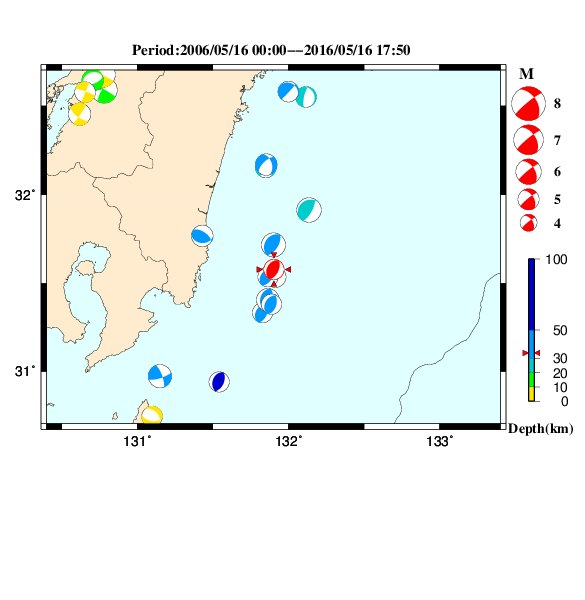 過去に起きた地震のＣＭＴ解