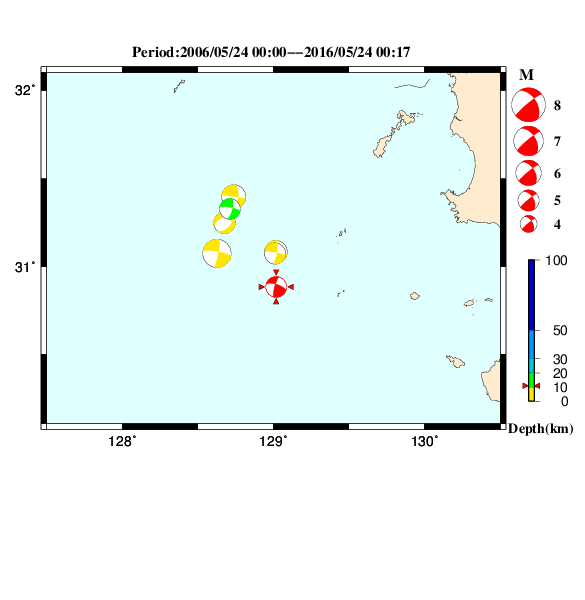 過去に起きた地震のＣＭＴ解