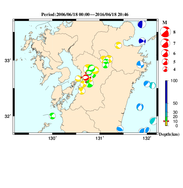 過去に起きた地震のＣＭＴ解