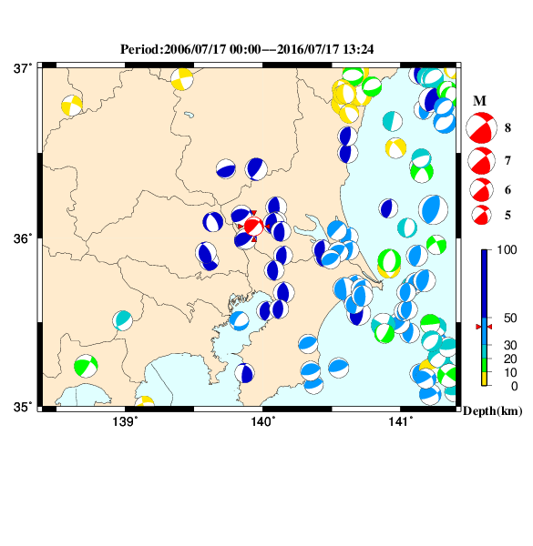 過去に起きた地震のＣＭＴ解