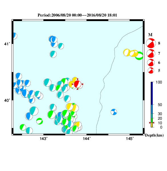 過去に起きた地震のＣＭＴ解