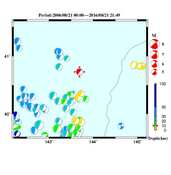 過去に起きた地震のＣＭＴ解