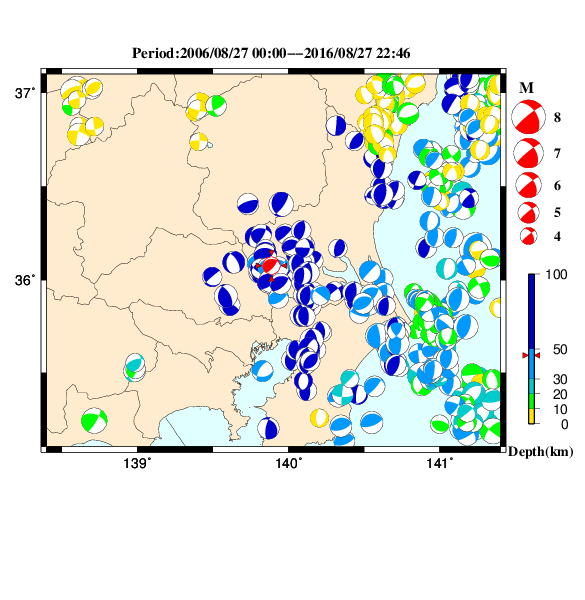 過去に起きた地震のＣＭＴ解
