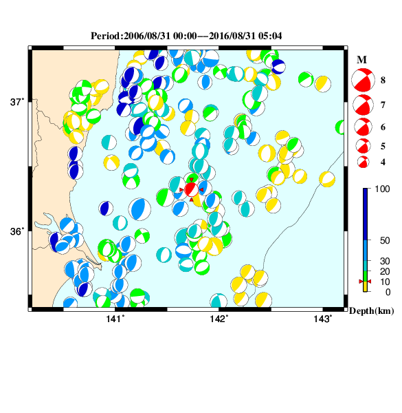 過去に起きた地震のＣＭＴ解