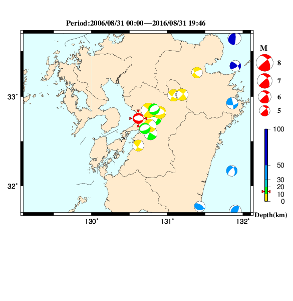 過去に起きた地震のＣＭＴ解