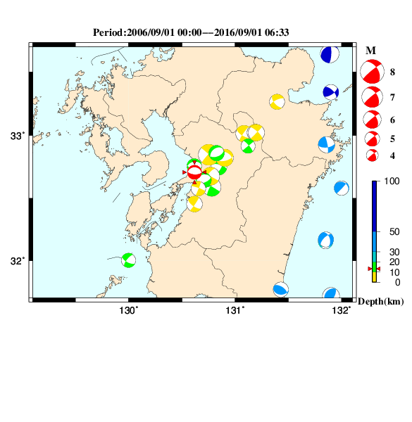 過去に起きた地震のＣＭＴ解