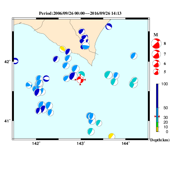 過去に起きた地震のＣＭＴ解