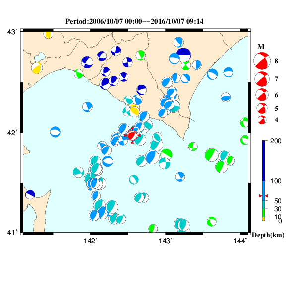過去に起きた地震のＣＭＴ解