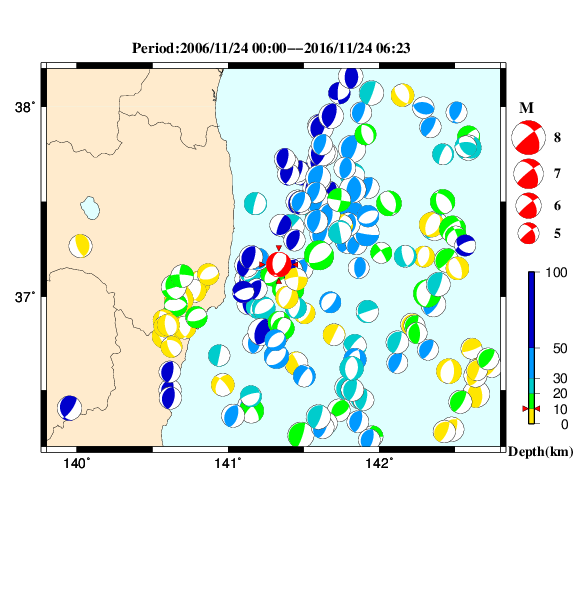 過去に起きた地震のＣＭＴ解
