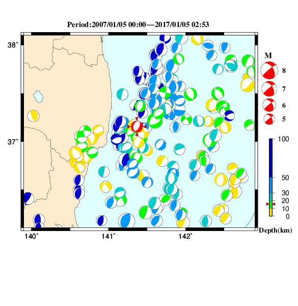 過去に起きた地震のＣＭＴ解