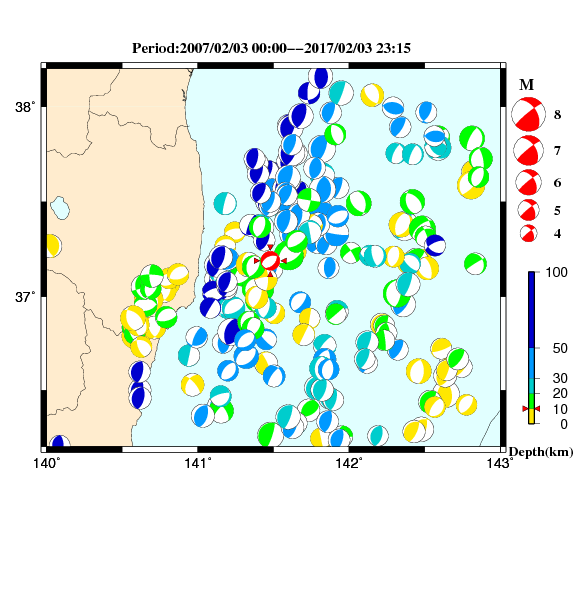 過去に起きた地震のＣＭＴ解