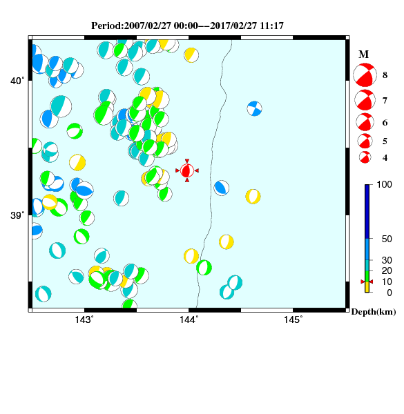 過去に起きた地震のＣＭＴ解