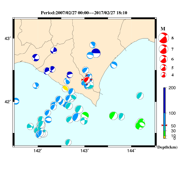 過去に起きた地震のＣＭＴ解