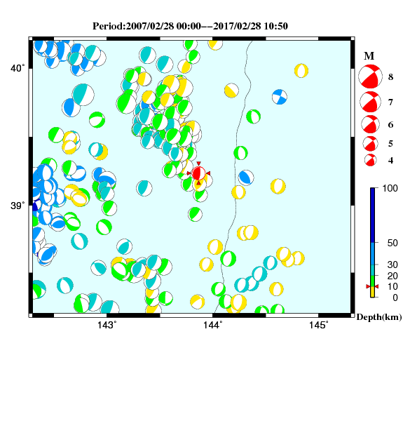 過去に起きた地震のＣＭＴ解