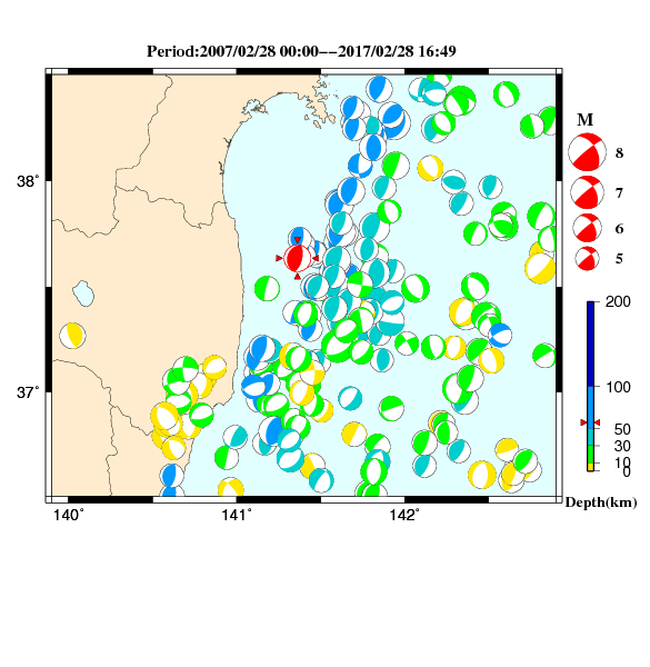 過去に起きた地震のＣＭＴ解