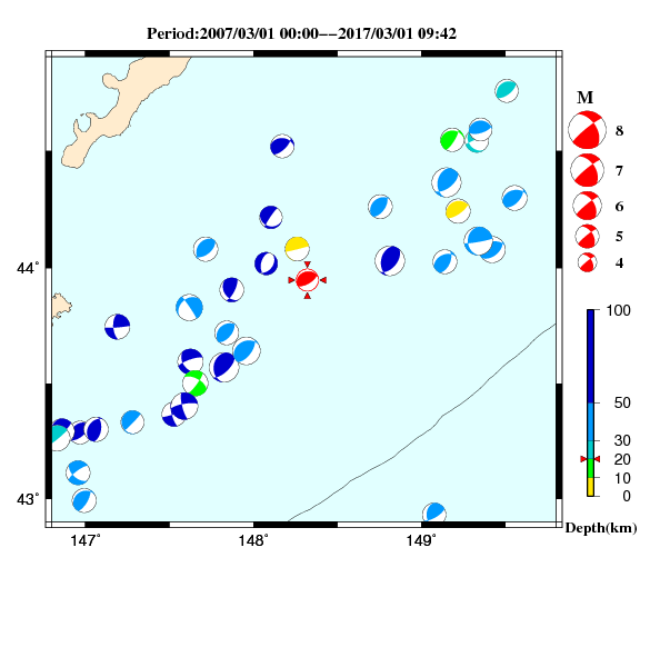 過去に起きた地震のＣＭＴ解