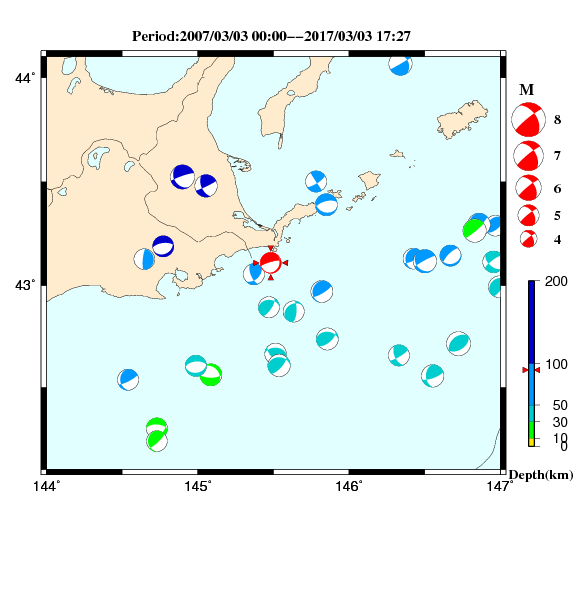 過去に起きた地震のＣＭＴ解