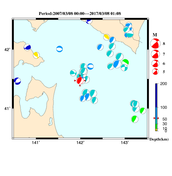 過去に起きた地震のＣＭＴ解