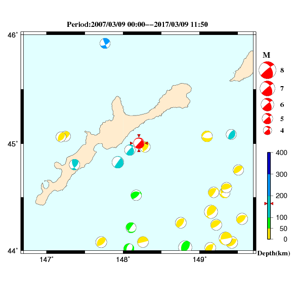 過去に起きた地震のＣＭＴ解