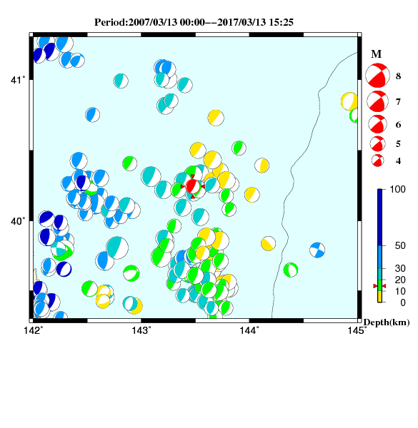 過去に起きた地震のＣＭＴ解