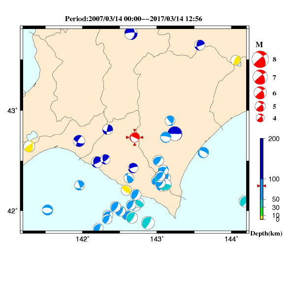 過去に起きた地震のＣＭＴ解