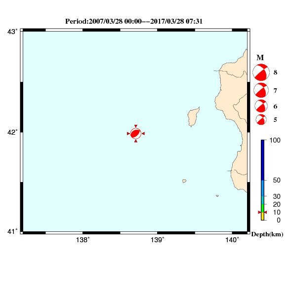 過去に起きた地震のＣＭＴ解