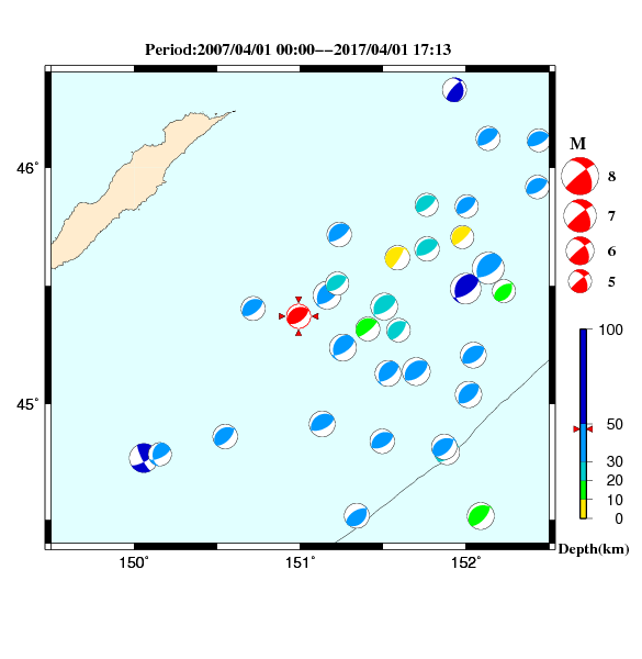 過去に起きた地震のＣＭＴ解