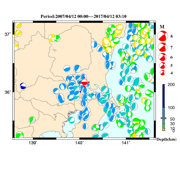 過去に起きた地震のＣＭＴ解