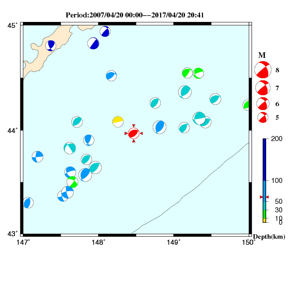 過去に起きた地震のＣＭＴ解