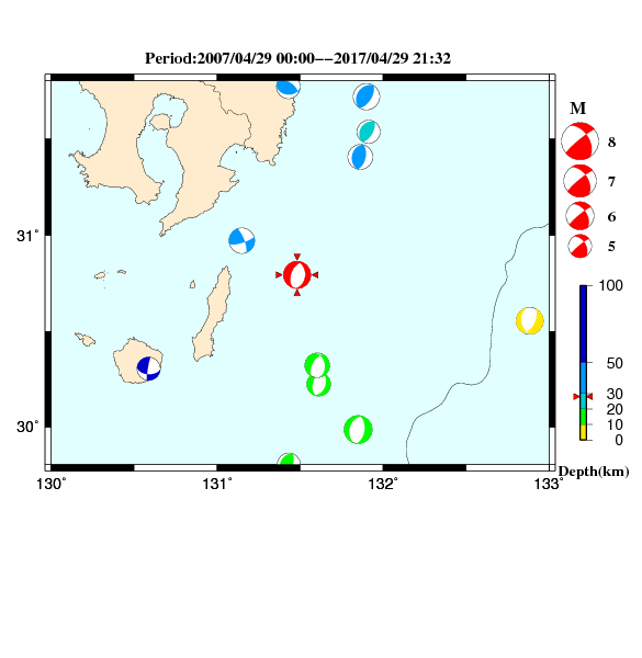 過去に起きた地震のＣＭＴ解