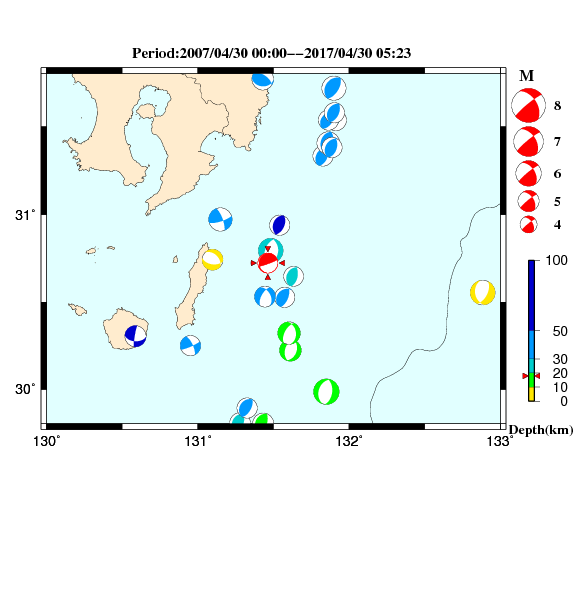 過去に起きた地震のＣＭＴ解