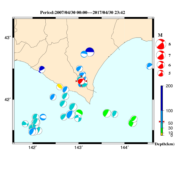 過去に起きた地震のＣＭＴ解