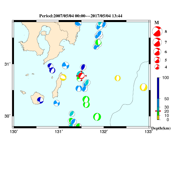 過去に起きた地震のＣＭＴ解