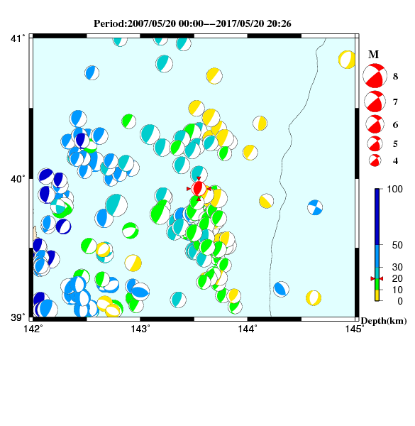 過去に起きた地震のＣＭＴ解