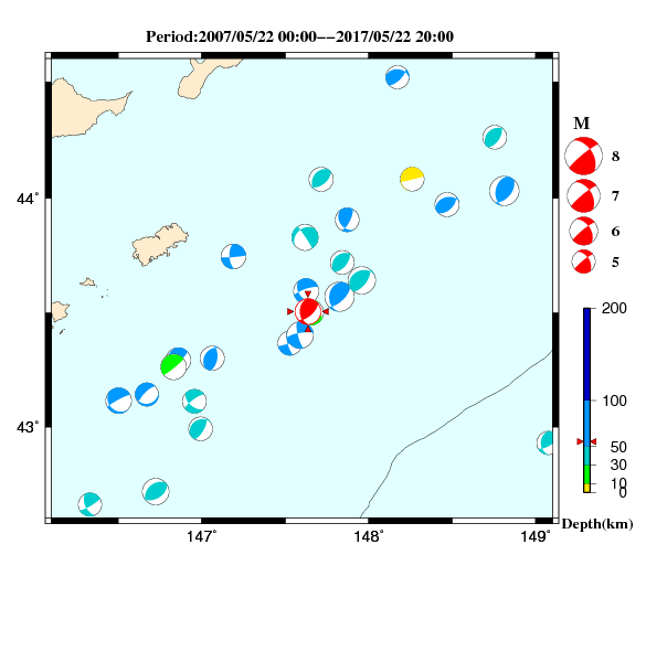 過去に起きた地震のＣＭＴ解