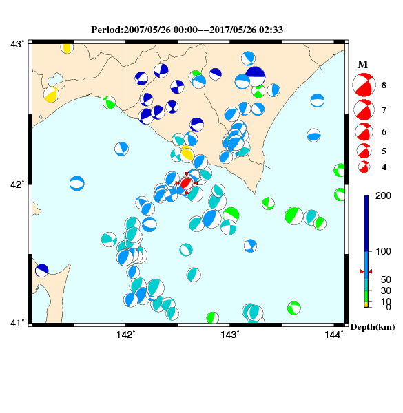 過去に起きた地震のＣＭＴ解