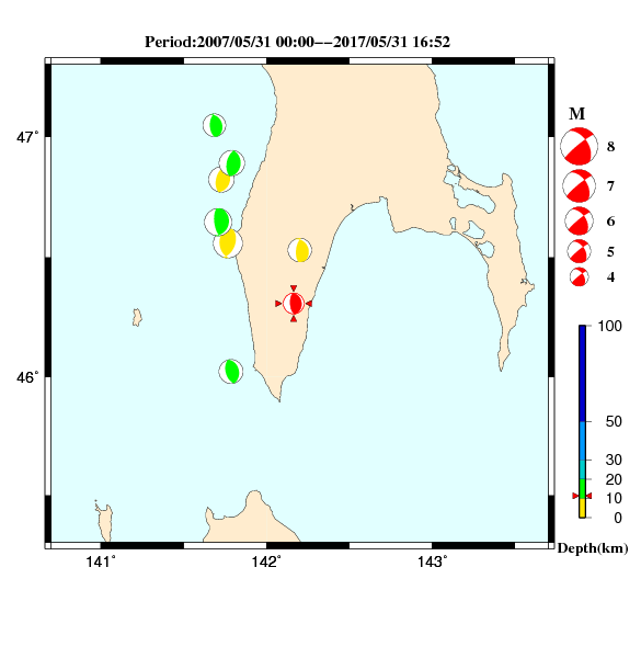 過去に起きた地震のＣＭＴ解