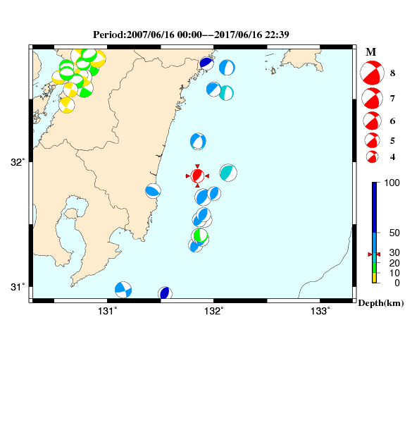 過去に起きた地震のＣＭＴ解