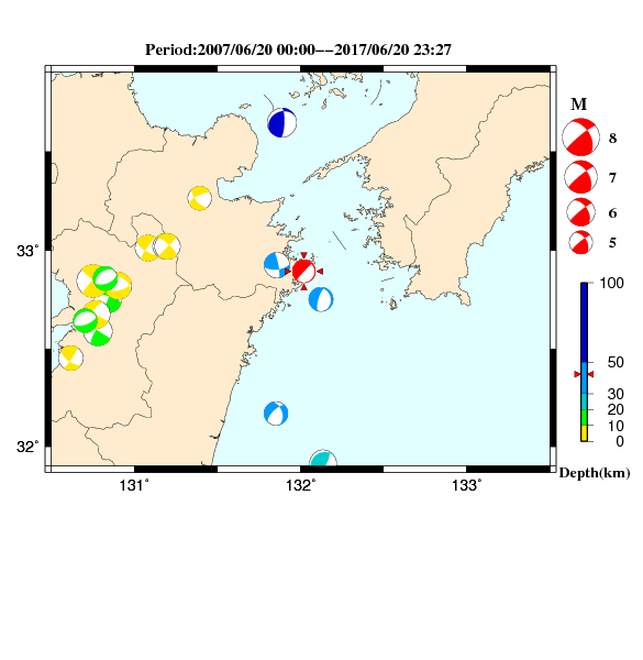 過去に起きた地震のＣＭＴ解