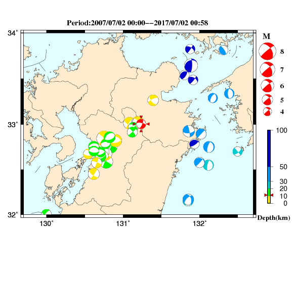 過去に起きた地震のＣＭＴ解