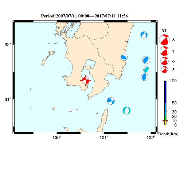 過去に起きた地震のＣＭＴ解