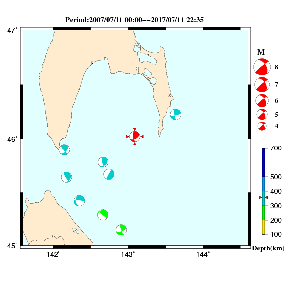 過去に起きた地震のＣＭＴ解