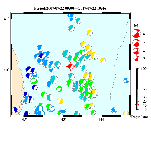 過去に起きた地震のＣＭＴ解