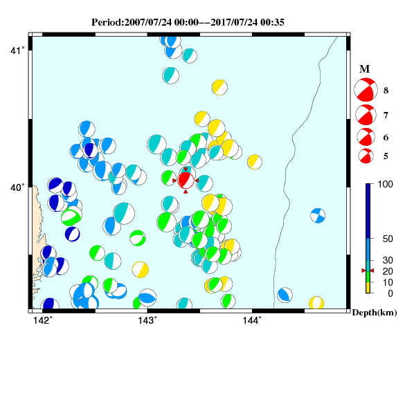 過去に起きた地震のＣＭＴ解