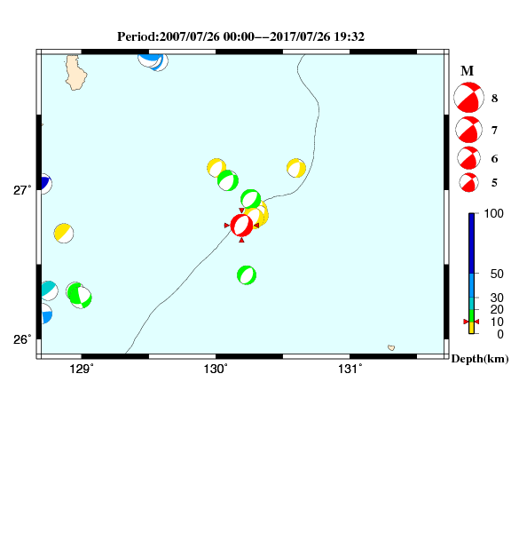 過去に起きた地震のＣＭＴ解