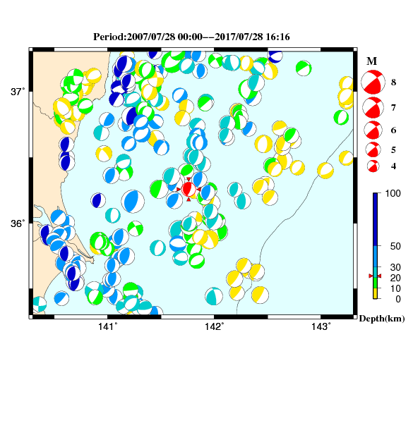 過去に起きた地震のＣＭＴ解