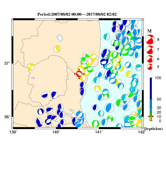 過去に起きた地震のＣＭＴ解